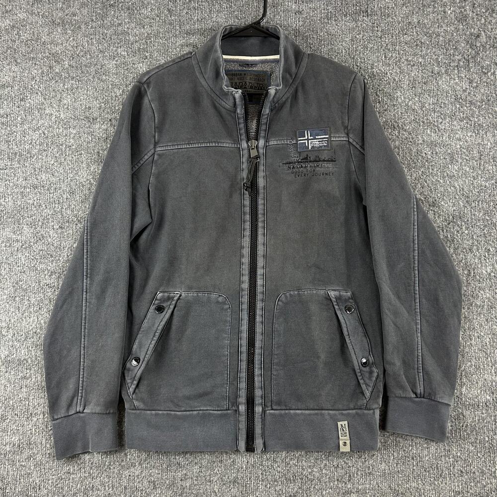 Vtg Napapijri Jacket Mens Large Artic Research Zip Fleece Gray Travel Grunge Y2K